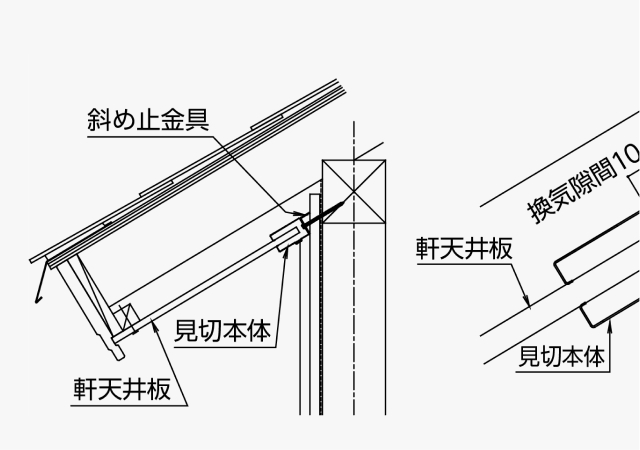 勾配軒天納まり(軒勝ち)